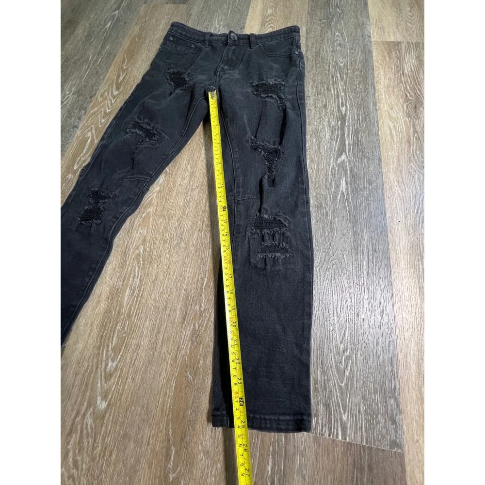 Blind Trust Distressed‎ Jeans Women 14 Black Ripped Slim Fit Moto Edge